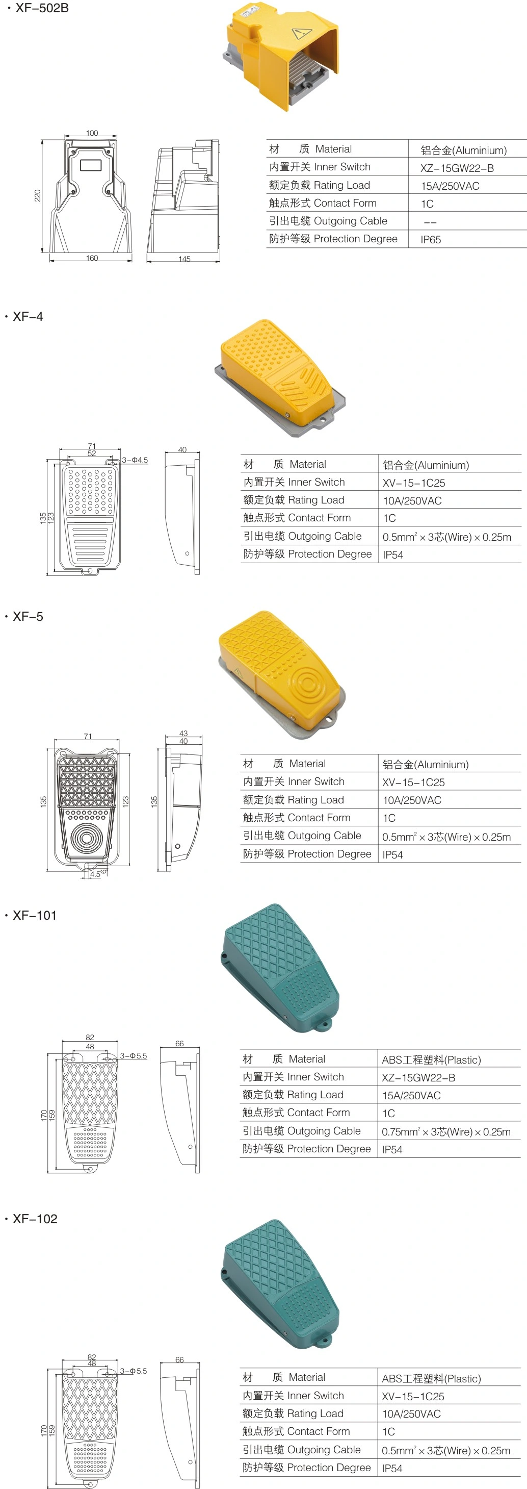 Factory Wholesale Pedal Foot Switch Double Waterproof Metal Industrial Foot Switch