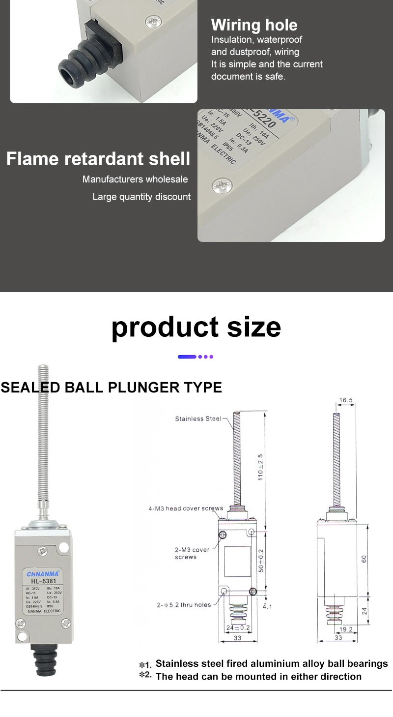 Waterproof Hl Series Coil Spring Rod Limit Switch